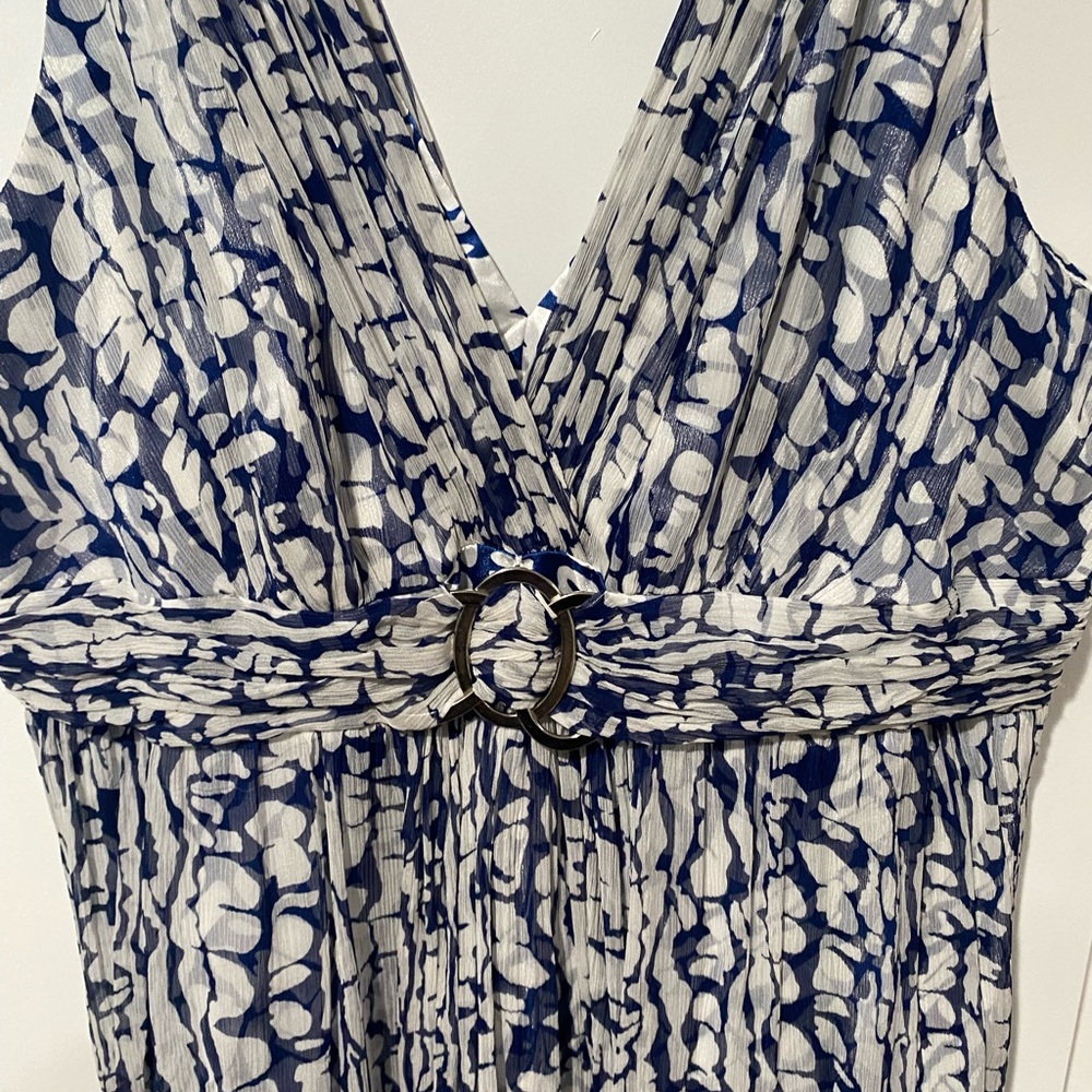 Donna Ricco Blue and White Midi Dress